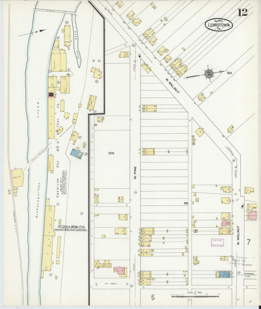 Sanborn Fire Insurance Map from Lewistown, Mifflin County, Pennsylvania (1910), Sheet #0012 - Historic Sanborn Fire Insurance Map Print, vintage old map wall art, antique decor, genealogy gift, Pennsylvania Pennsylvania map
