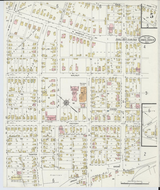 Sanborn Fire Insurance Map from Canal Dover, Tuscarawas County, Ohio (1914), Sheet #0005 - Historic Sanborn Fire Insurance Map Print, vintage old map wall art, antique decor, genealogy gift, Ohio Ohio map