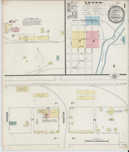 Sanborn Fire Insurance Map from Hawkinsville, Pulaski County, Georgia (1890), Sheet #0001 - Complete Map Set gallery image, historic Sanborn map, vintage wall art, Georgia Georgia