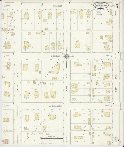 Sanborn Fire Insurance Map from Carrollton, Greene County, Illinois (1914), Sheet #0007 - Complete Map Set gallery image, historic Sanborn map, vintage wall art, Illinois Illinois