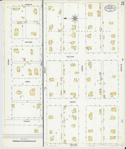 Sanborn Fire Insurance Map from Forrest, Livingston County, Illinois (1906), Sheet #0003 - Historic Sanborn Fire Insurance Map Print, vintage old map wall art, antique decor, genealogy gift, Illinois Illinois map