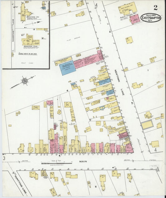 Sanborn Fire Insurance Map from Easthampton, Suffolk County, New York (1920), Sheet #0002 - Historic Sanborn Fire Insurance Map Print, vintage old map wall art, antique decor, genealogy gift, New York New York map