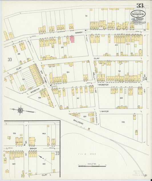 Sanborn Fire Insurance Map from Shamokin, Northumberland County, Pennsylvania (1913), Sheet #0033 - Historic Sanborn Fire Insurance Map Print, vintage old map wall art, antique decor, genealogy gift, Pennsylvania Pennsylvania map