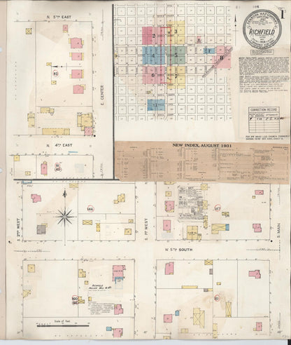 Sanborn Fire Insurance Map from Richfield, Sevier County, Utah (1930), Sheet #0001 - Complete Map Set gallery image, historic Sanborn map, vintage wall art, Utah Utah