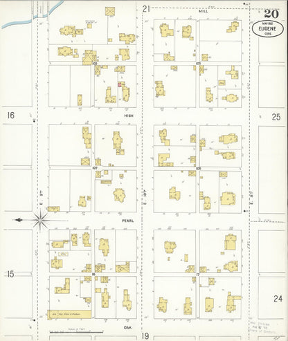 Sanborn Fire Insurance Map from Eugene, Lane County, Oregon (1902), Sheet #0020 - Complete Map Set gallery image, historic Sanborn map, vintage wall art, Oregon Oregon