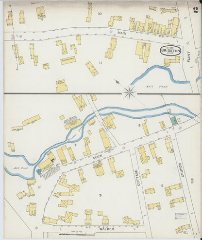 Sanborn Fire Insurance Map from Bridgton, Cumberland County, Maine (1892), Sheet #0002 - Complete Map Set gallery image, historic Sanborn map, vintage wall art, Maine Maine