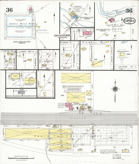 Sanborn Fire Insurance Map from Emporia, Lyon County, Kansas (1923), Sheet #0036 - Historic Sanborn Fire Insurance Map Print, vintage old map wall art, antique decor, genealogy gift, Kansas Kansas map