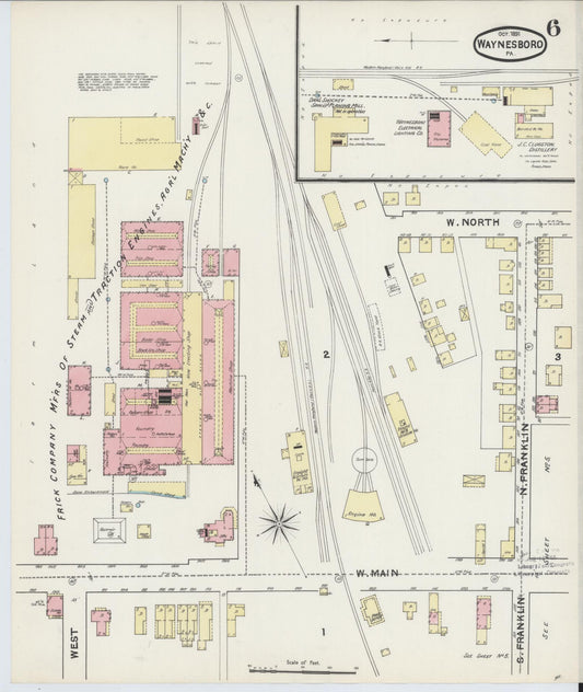 Sanborn Fire Insurance Map from Waynesboro, Franklin County, Pennsylvania (1891), Sheet #0006 - Historic Sanborn Fire Insurance Map Print, vintage old map wall art, antique decor, genealogy gift, Pennsylvania Pennsylvania map