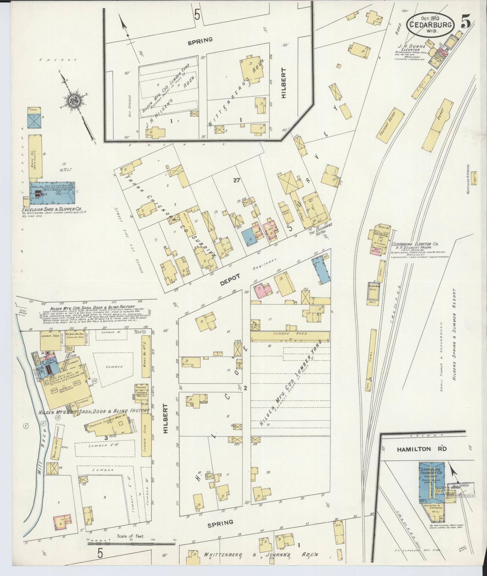 Sanborn Fire Insurance Map from Cedarburg, Ozaukee County, Wisconsin (1910), Sheet #0005 - Complete Map Set gallery image, historic Sanborn map, vintage wall art, Wisconsin Wisconsin