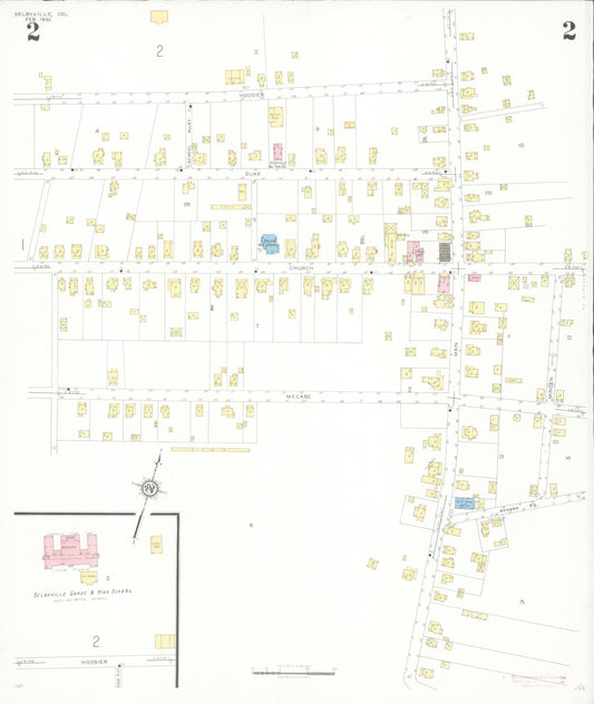Sanborn Fire Insurance Map from Selbyville, Sussex County, Delaware (1932), Sheet #0002 - Historic Sanborn Fire Insurance Map Print, vintage old map wall art, antique decor, genealogy gift, Delaware Delaware map