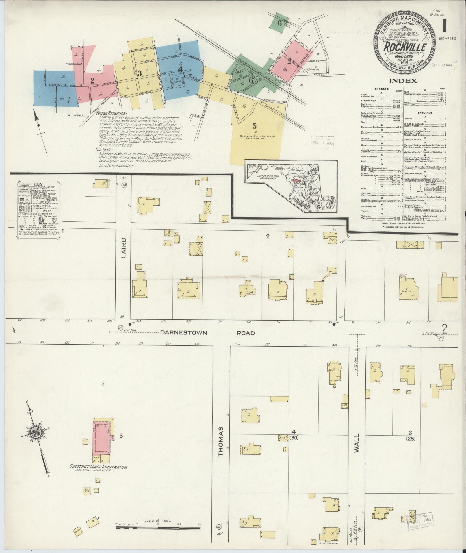 Sanborn Fire Insurance Map from Rockville, Montgomery County, Maryland. (1915) – Historic Sanborn Fire Insurance Map Print