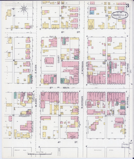 Sanborn Fire Insurance Map from Boonville, Cooper County, Missouri (1892), Sheet #0003 - Historic Sanborn Fire Insurance Map Print, vintage old map wall art, antique decor, genealogy gift, Missouri Missouri map