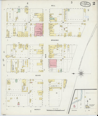 Sanborn Fire Insurance Map from Shawnee, Pottawatomie County, Oklahoma (1896), Sheet #0002 - Complete Map Set gallery image, historic Sanborn map, vintage wall art, Oklahoma Oklahoma