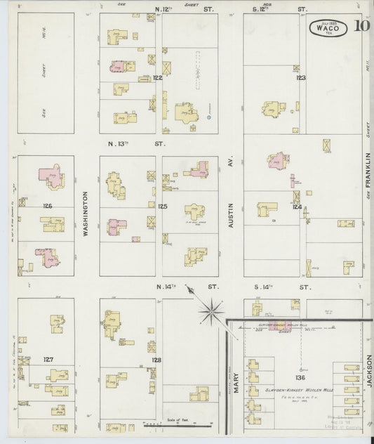 Sanborn Fire Insurance Map from Waco, McLennan County, Texas (1889), Sheet #0010 - Historic Sanborn Fire Insurance Map Print, vintage old map wall art, antique decor, genealogy gift, Texas Texas map
