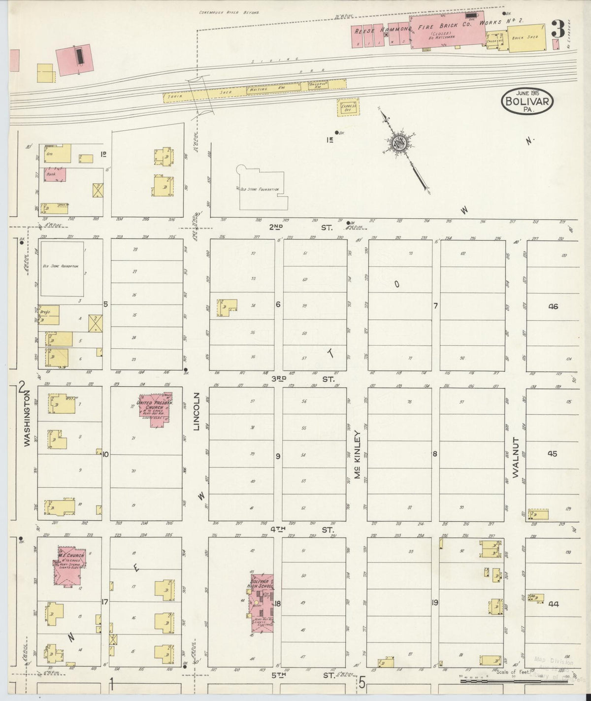 Sanborn Fire Insurance Map from Bolivar, Westmoreland County, Pennsylvania (1915), Sheet #0003 - Complete Map Set gallery image, historic Sanborn map, vintage wall art, Pennsylvania Pennsylvania