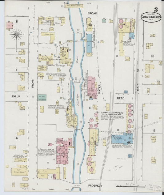 Sanborn Fire Insurance Map from Cuyahoga Falls, Summit County, Ohio (1889), Sheet #0003 - Historic Sanborn Fire Insurance Map Print, vintage old map wall art, antique decor, genealogy gift, Ohio Ohio map