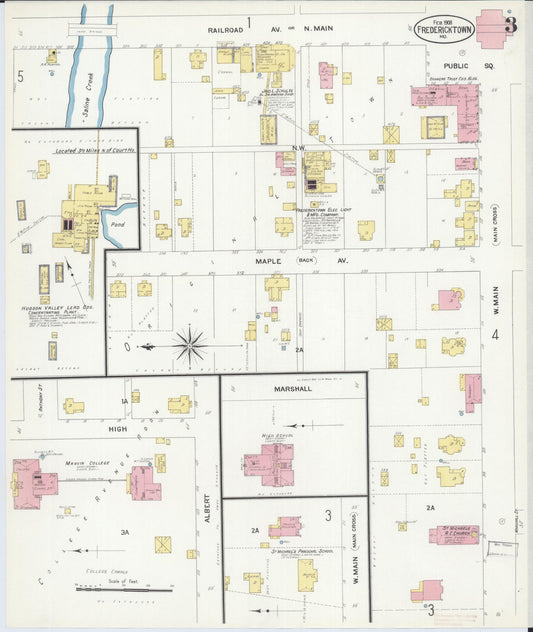 Sanborn Fire Insurance Map from Fredericktown, Madison County, Missouri (1908), Sheet #0003 - Historic Sanborn Fire Insurance Map Print, vintage old map wall art, antique decor, genealogy gift, Missouri Missouri map
