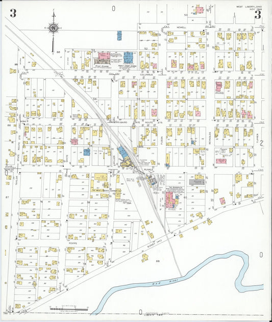 Sanborn Fire Insurance Map from West Liberty, Logan County, Ohio (1948), Sheet #0003 - Historic Sanborn Fire Insurance Map Print, vintage old map wall art, antique decor, genealogy gift, Ohio Ohio map