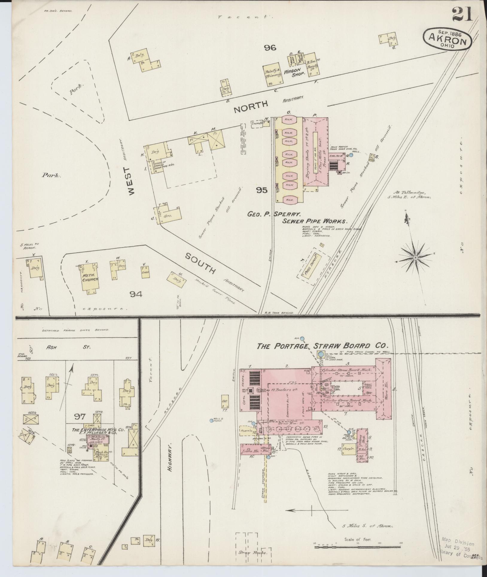 Sanborn Fire Insurance Map from Akron, Summit County, Ohio (1886), Sheet #0021 - Complete Map Set gallery image, historic Sanborn map, vintage wall art, Ohio Ohio