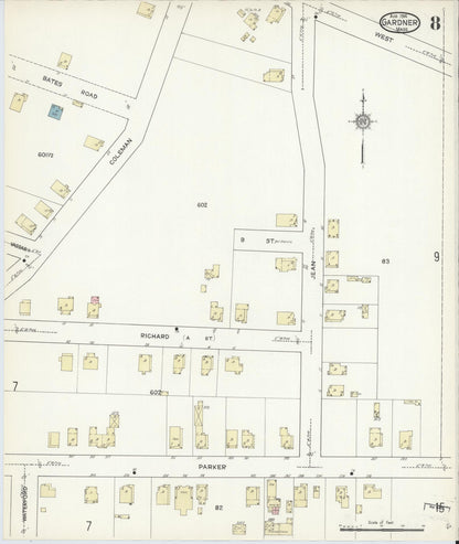 Sanborn Fire Insurance Map from Gardner, Worcester County, Massachusetts (1914), Sheet #0008 - Complete Map Set gallery image, historic Sanborn map, vintage wall art, Massachusetts Massachusetts