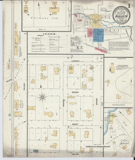 Sanborn Fire Insurance Map from Augusta, Eau Claire County, Wisconsin (1903), Sheet #0001 - Historic Sanborn Fire Insurance Map Print, vintage old map wall art, antique decor, genealogy gift, Wisconsin Wisconsin map