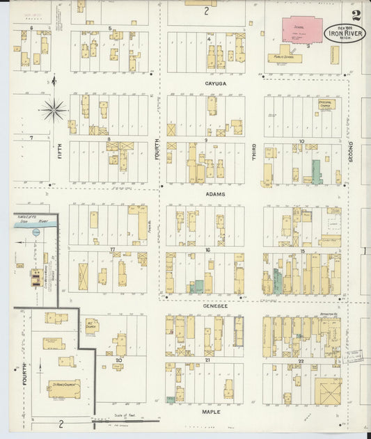 Sanborn Fire Insurance Map from Iron River, Iron County, Michigan (1902), Sheet #0002 - Historic Sanborn Fire Insurance Map Print, vintage old map wall art, antique decor, genealogy gift, Michigan Michigan map