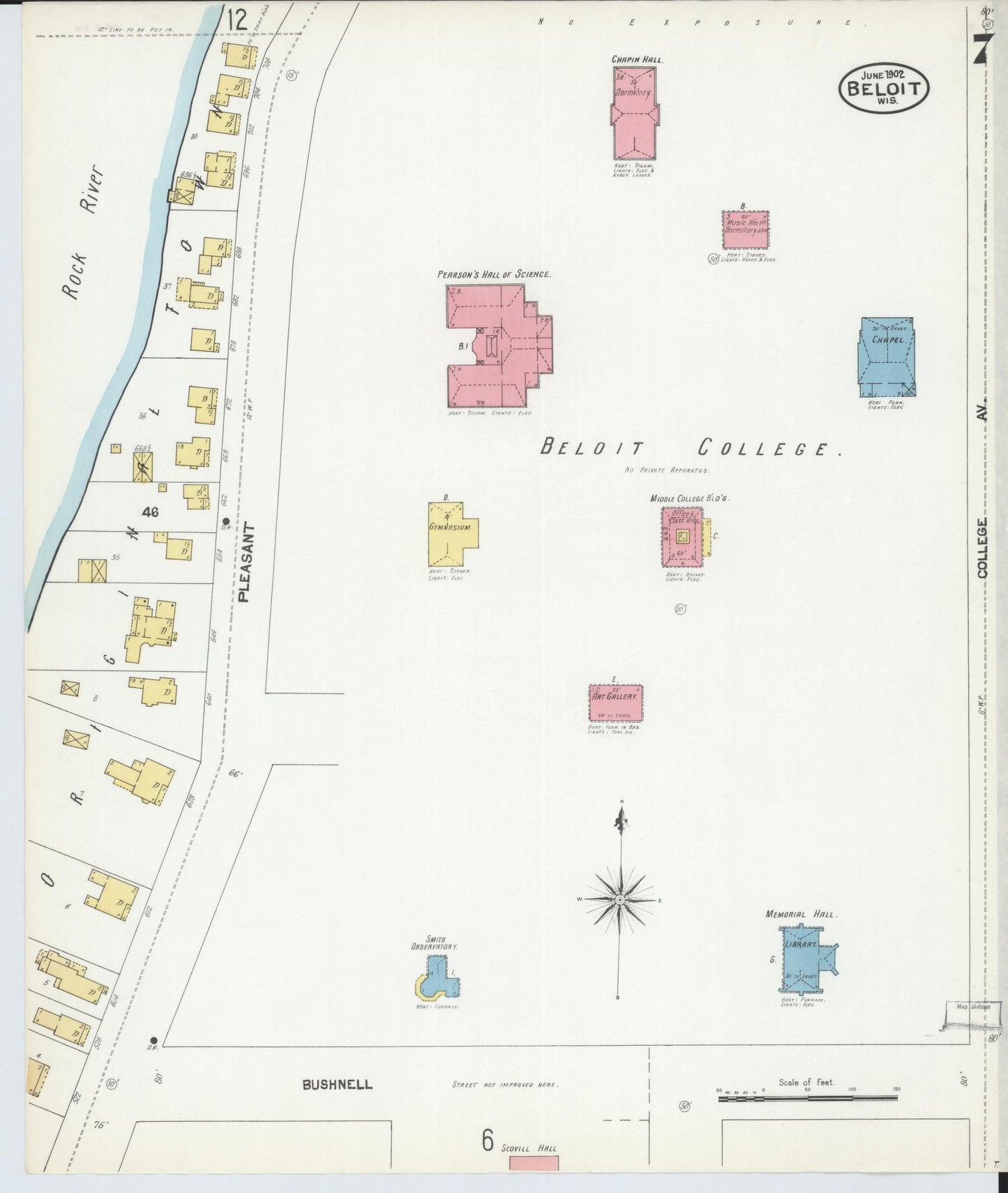Sanborn Fire Insurance Map from Beloit, Rock County, Wisconsin (1902), Sheet #0007 - Complete Map Set gallery image, historic Sanborn map, vintage wall art, Wisconsin Wisconsin