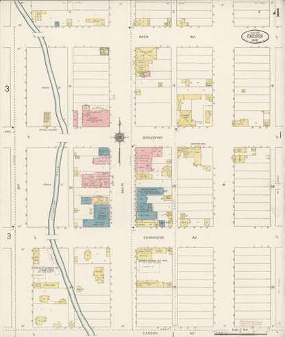 Sanborn Fire Insurance Map from Bridger, Carbon County, Montana (1916), Sheet #0004 - Complete Map Set gallery image, historic Sanborn map, vintage wall art, Montana Montana