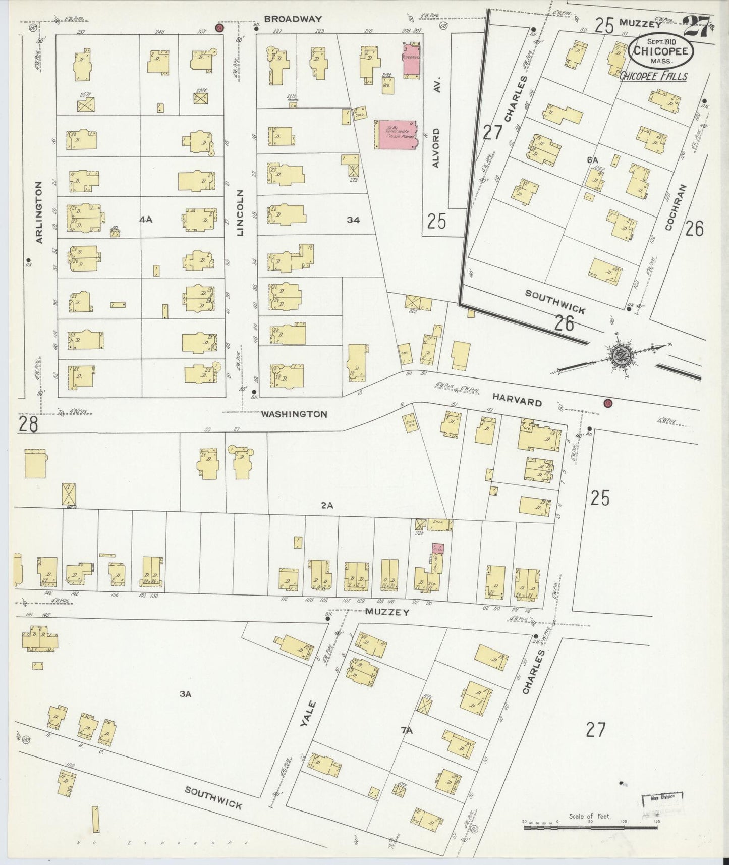 Sanborn Fire Insurance Map from Chicopee, Hampden County, Massachusetts (1910), Sheet #0027 - Complete Map Set gallery image, historic Sanborn map, vintage wall art, Massachusetts Massachusetts