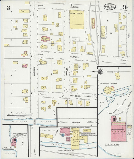 Sanborn Fire Insurance Map from Waterloo, Jefferson County, Wisconsin (1924), Sheet #0003 - Historic Sanborn Fire Insurance Map Print, vintage old map wall art, antique decor, genealogy gift, Wisconsin Wisconsin map