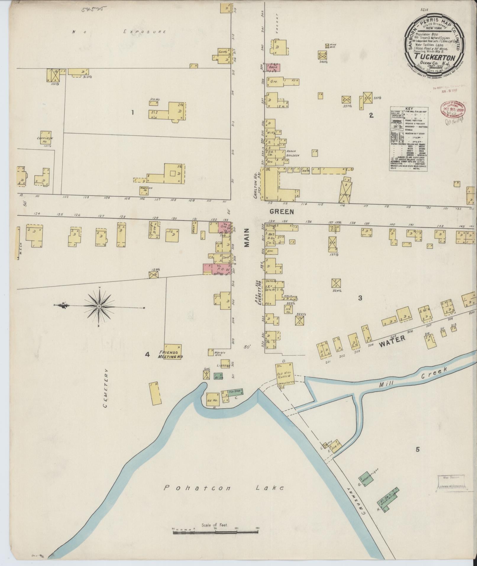 Sanborn Fire Insurance Map from Tuckerton, Ocean County, New Jersey. (1895) – Historic Sanborn Fire Insurance Map Print