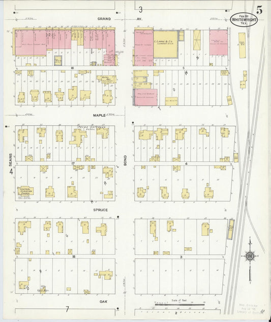 Sanborn Fire Insurance Map from Whitewright, Grayson County, Texas (1911), Sheet #0005 - Historic Sanborn Fire Insurance Map Print, vintage old map wall art, antique decor, genealogy gift, Texas Texas map