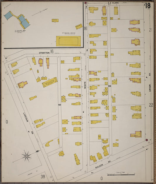 Sanborn Fire Insurance Map from Saratoga, Saratoga County, New York (1900), Sheet #0018 - Historic Sanborn Fire Insurance Map Print, vintage old map wall art, antique decor, genealogy gift, New York New York map