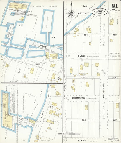 Sanborn Fire Insurance Map from Astoria, Clatsop County, Oregon (1896), Sheet #0021 - Complete Map Set gallery image, historic Sanborn map, vintage wall art, Oregon Oregon