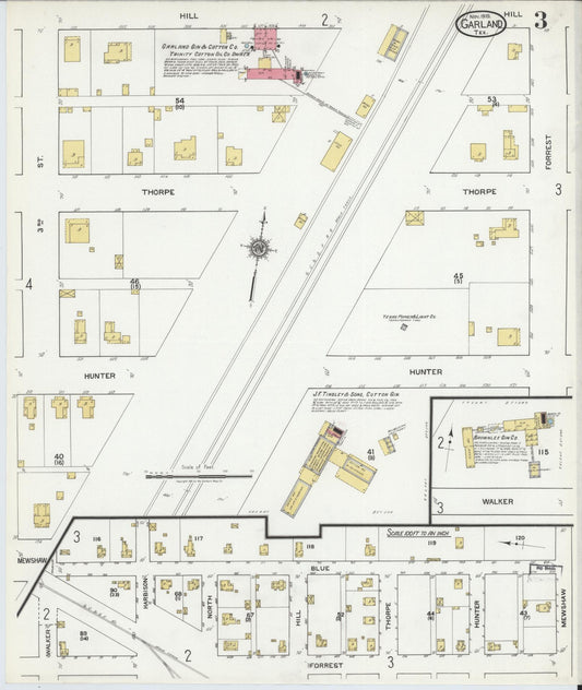 Sanborn Fire Insurance Map from Garland, Dallas County, Texas (1919), Sheet #0003 - Historic Sanborn Fire Insurance Map Print, vintage old map wall art, antique decor, genealogy gift, Texas Texas map