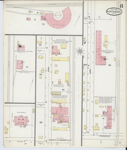 Sanborn Fire Insurance Map from Ashtabula, Ashtabula County, Ohio (1893), Sheet #0008 - Complete Map Set gallery image, historic Sanborn map, vintage wall art, Ohio Ohio