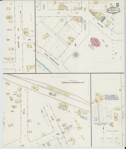 Sanborn Fire Insurance Map from Buffalo, Wright County, Minnesota (1894), Sheet #0002 - Historic Sanborn Fire Insurance Map Print, vintage old map wall art, antique decor, genealogy gift, Minnesota Minnesota map