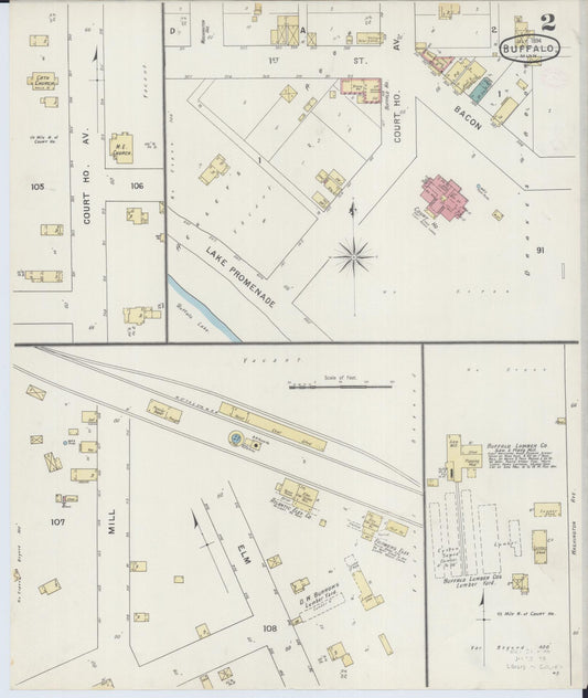 Sanborn Fire Insurance Map from Buffalo, Wright County, Minnesota (1894), Sheet #0002 - Historic Sanborn Fire Insurance Map Print, vintage old map wall art, antique decor, genealogy gift, Minnesota Minnesota map