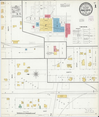 Sanborn Fire Insurance Map from Dodge Center, Dodge County, Minnesota (1904), Sheet #0001 - Complete Map Set gallery image, historic Sanborn map, vintage wall art, Minnesota Minnesota