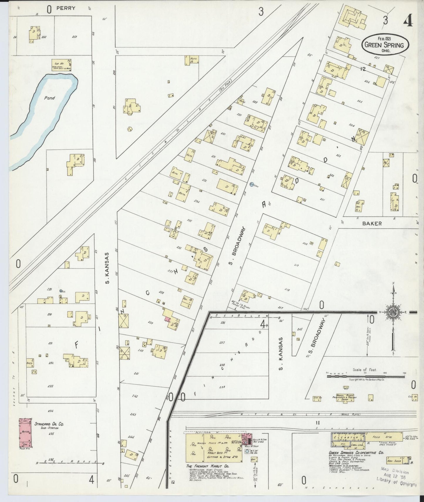 Sanborn Fire Insurance Map from Green Springs, Sandusky And Seneca Counties, Ohio (1921), Sheet #0004 - Historic Sanborn Fire Insurance Map Print, vintage old map wall art, antique decor, genealogy gift, Ohio Ohio map