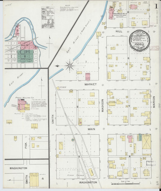 Sanborn Fire Insurance Map from Paris, Monroe County, Missouri (1893), Sheet #0001 - Complete Map Set gallery image, historic Sanborn map, vintage wall art, Missouri Missouri