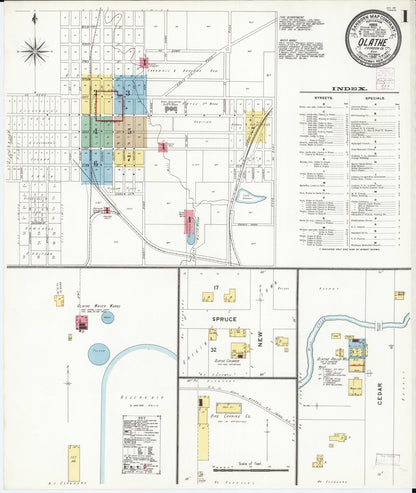 Sanborn Fire Insurance Map from Olathe, Johnson County, Kansas (1901), Sheet #0001 - Complete Map Set gallery image, historic Sanborn map, vintage wall art, Kansas Kansas