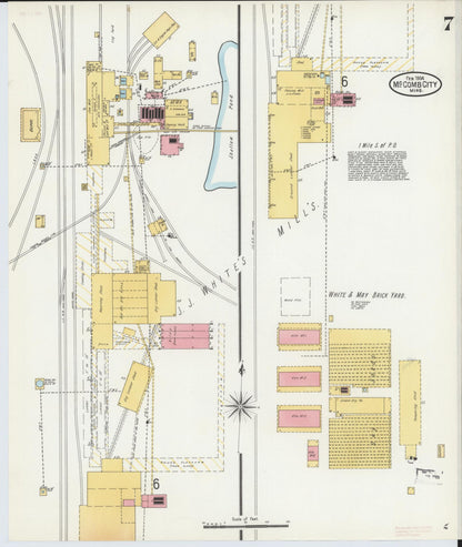 Sanborn Fire Insurance Map from McComb, Pike County, Mississippi (1904), Sheet #0007 - Complete Map Set gallery image, historic Sanborn map, vintage wall art, Mississippi Mississippi