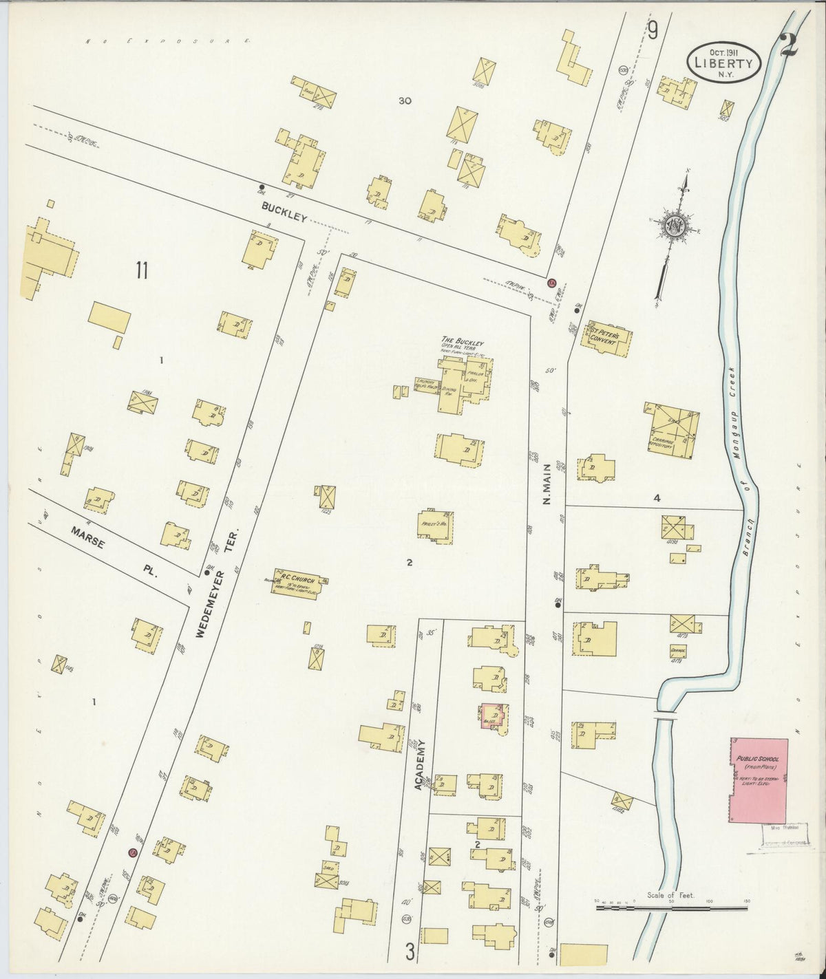 Sanborn Fire Insurance Map from Liberty, Sullivan County, New York (1911), Sheet #0002 - Historic Sanborn Fire Insurance Map Print, vintage old map wall art, antique decor, genealogy gift, New York New York map