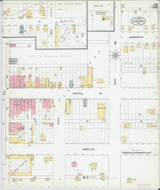 Sanborn Fire Insurance Map from Auburn, Nemaha County, Nebraska (1899), Sheet #0003 - Historic Sanborn Fire Insurance Map Print, vintage old map wall art, antique decor, genealogy gift, Nebraska Nebraska map