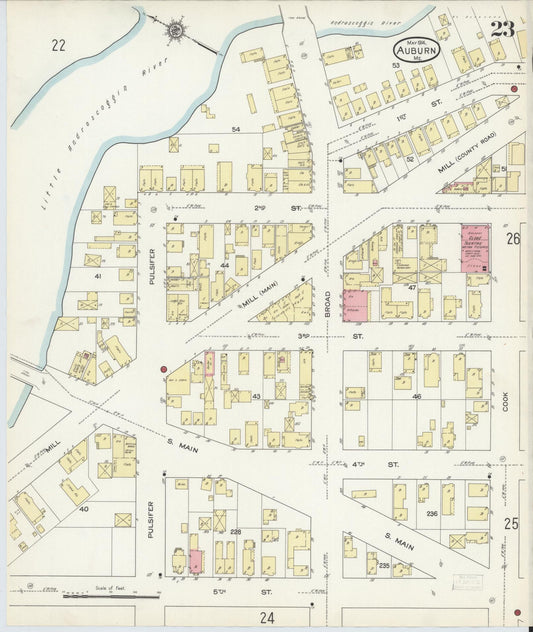Sanborn Fire Insurance Map from Auburn, Androscoggin County, Maine (1914), Sheet #0023 - Historic Sanborn Fire Insurance Map Print, vintage old map wall art, antique decor, genealogy gift, Maine Maine map