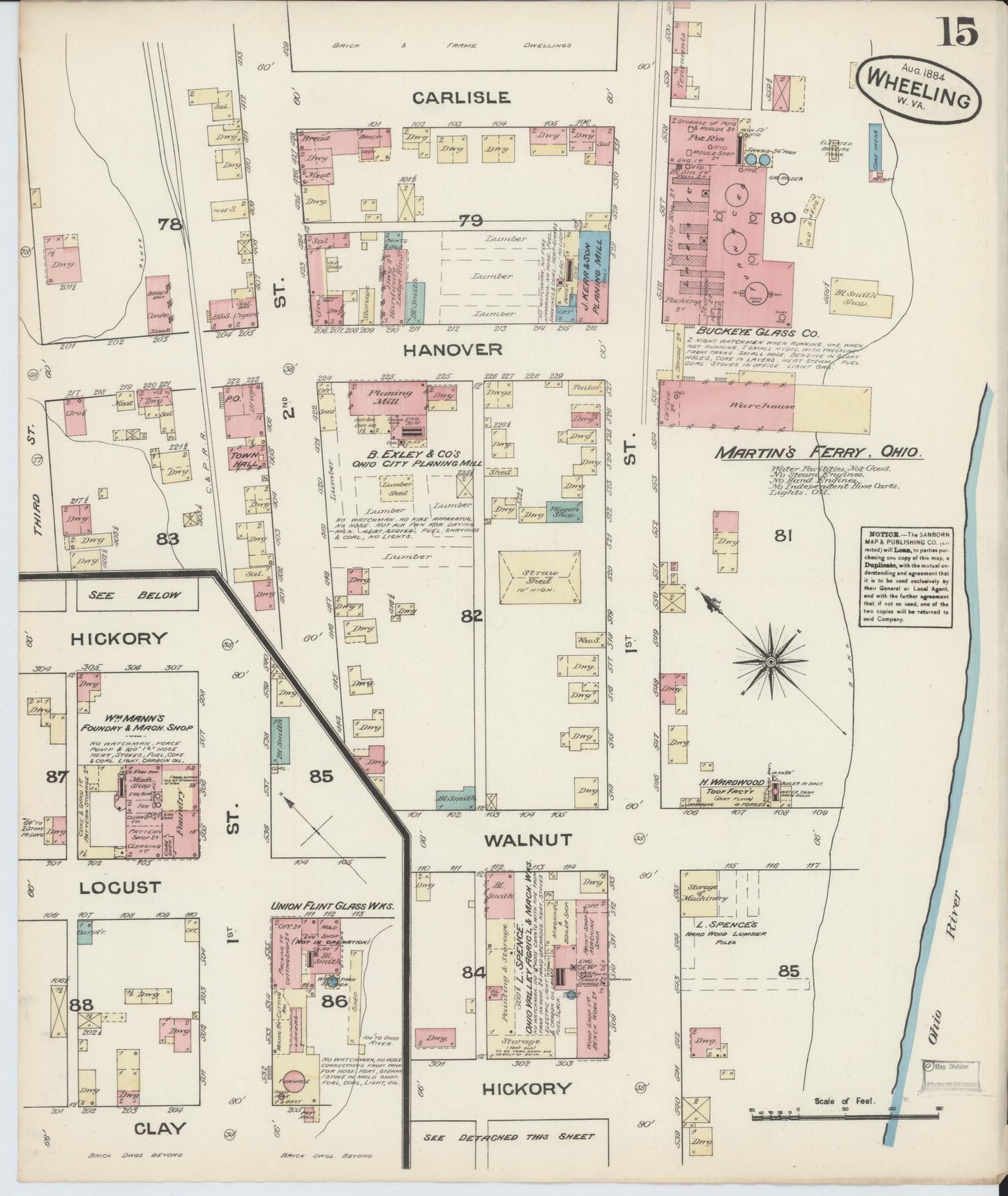 Sanborn Fire Insurance Map from Wheeling, Ohio County, West Virginia (1884), Sheet #0015 - Complete Map Set gallery image, historic Sanborn map, vintage wall art, West Virginia West Virginia