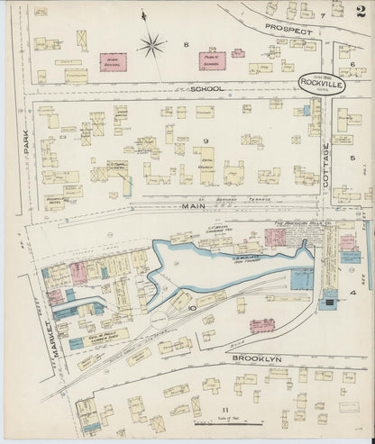 Sanborn Fire Insurance Map from Rockville, Tolland County, Connecticut (1885), Sheet #0002 - Complete Map Set gallery image, historic Sanborn map, vintage wall art, Connecticut Connecticut