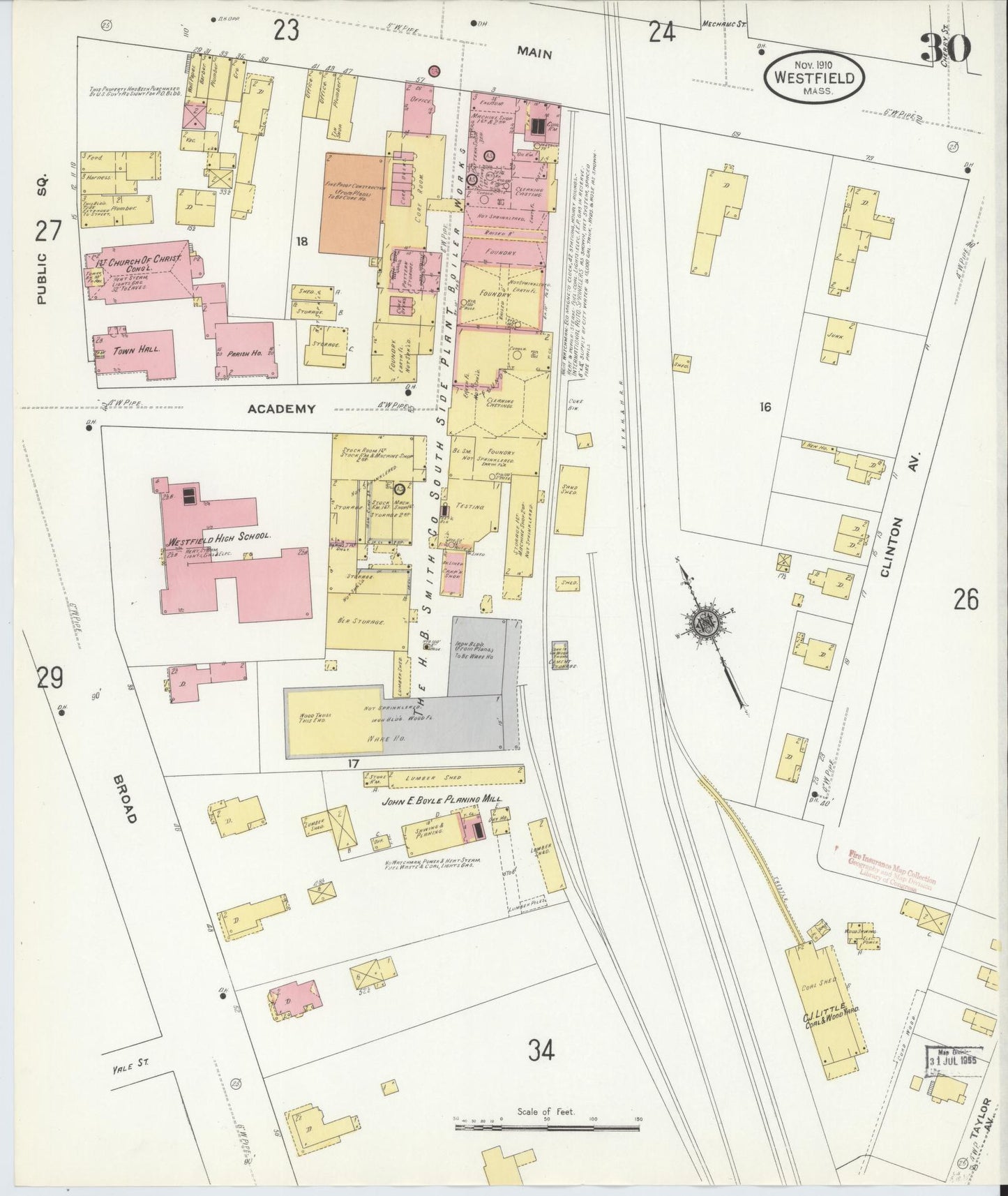 Sanborn Fire Insurance Map from Westfield, Hampden County, Massachusetts (1910), Sheet #0030 - Complete Map Set gallery image, historic Sanborn map, vintage wall art, Massachusetts Massachusetts