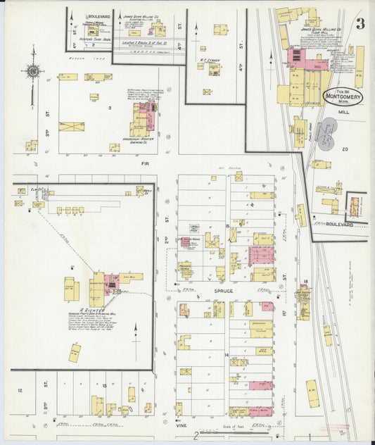Sanborn Fire Insurance Map from Montgomery, Le Sueur  County, Minnesota (1911), Sheet #0003 - Historic Sanborn Fire Insurance Map Print, vintage old map wall art, antique decor, genealogy gift, Minnesota Minnesota map